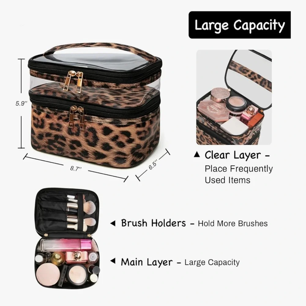 🆕 Double-layer Cosmetic Bag Makeup Bag Travel Makeup Bag